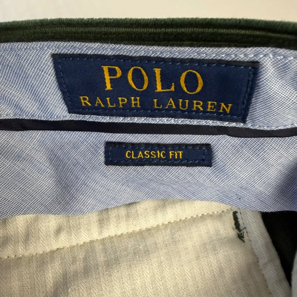 Polo Ralph Lauren Mens Green Corduroy Pants Classic Fit Stretch 40x32 Wide Wale